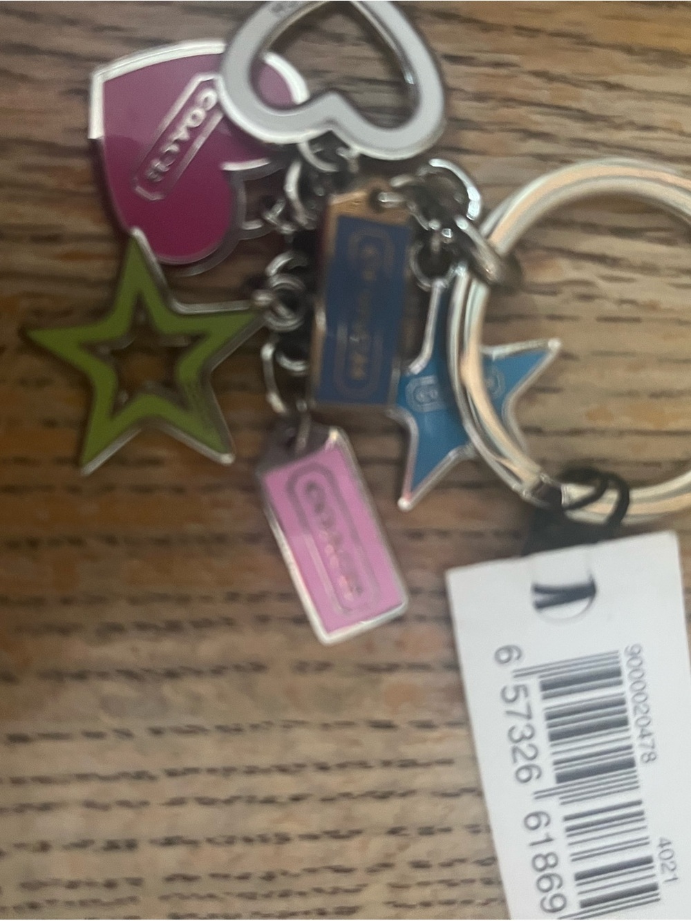 COACH Colorful Star & Heart Charm Keyring - Pink, Blue, Green style 1628 - Picture 3 of 3